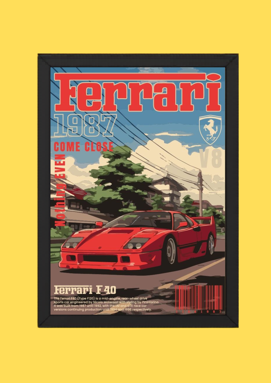 Ferrari F40 Vintage Poster
