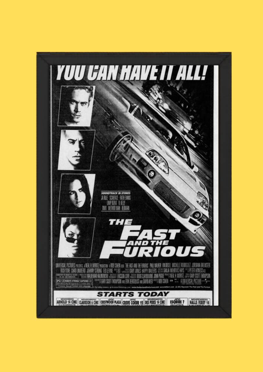 The Fast and the Furious Vintage Print