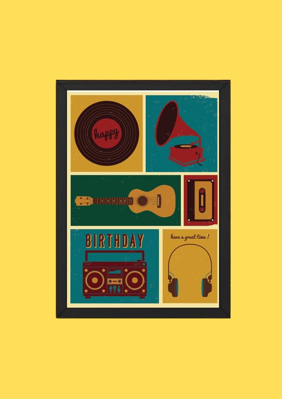 Retro Music Birthday Art Print