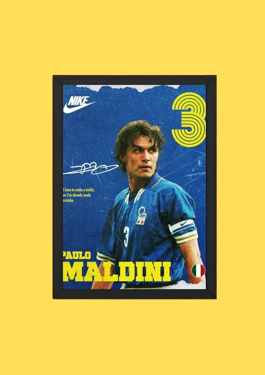 Paolo Maldini Vintage Football Poster