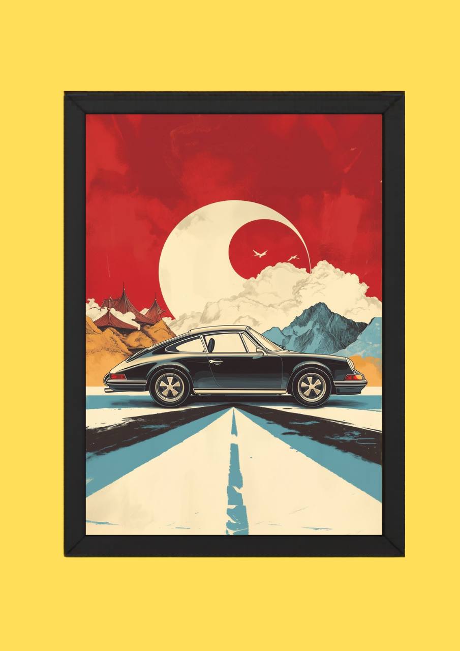 Retro Porsche Scenic Poster