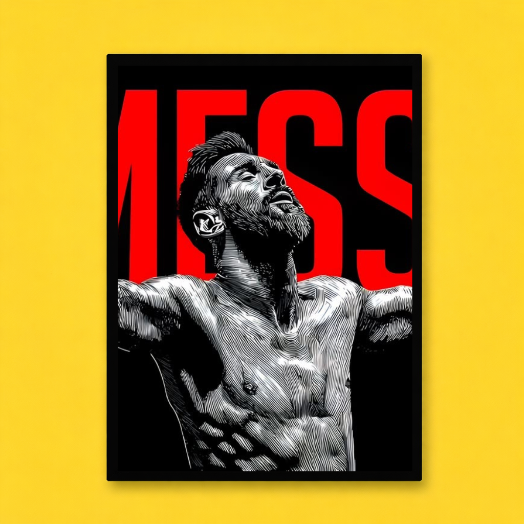 Messi Black & Red Illustration Poster