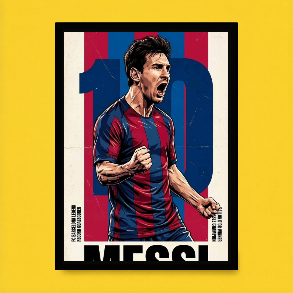Messi Vintage Art Poster