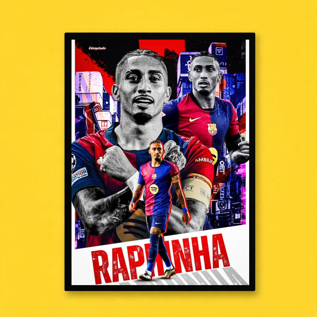 Raphinha Barcelona Neon Poster
