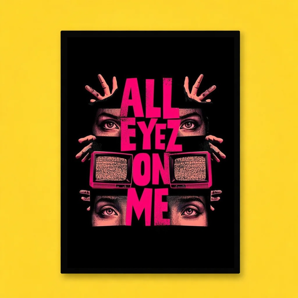 All Eyez On Me Neon Typography Poster