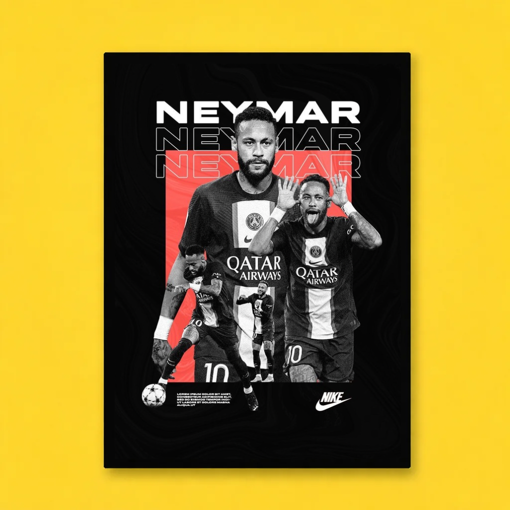 Neymar PSG Street Art Poster